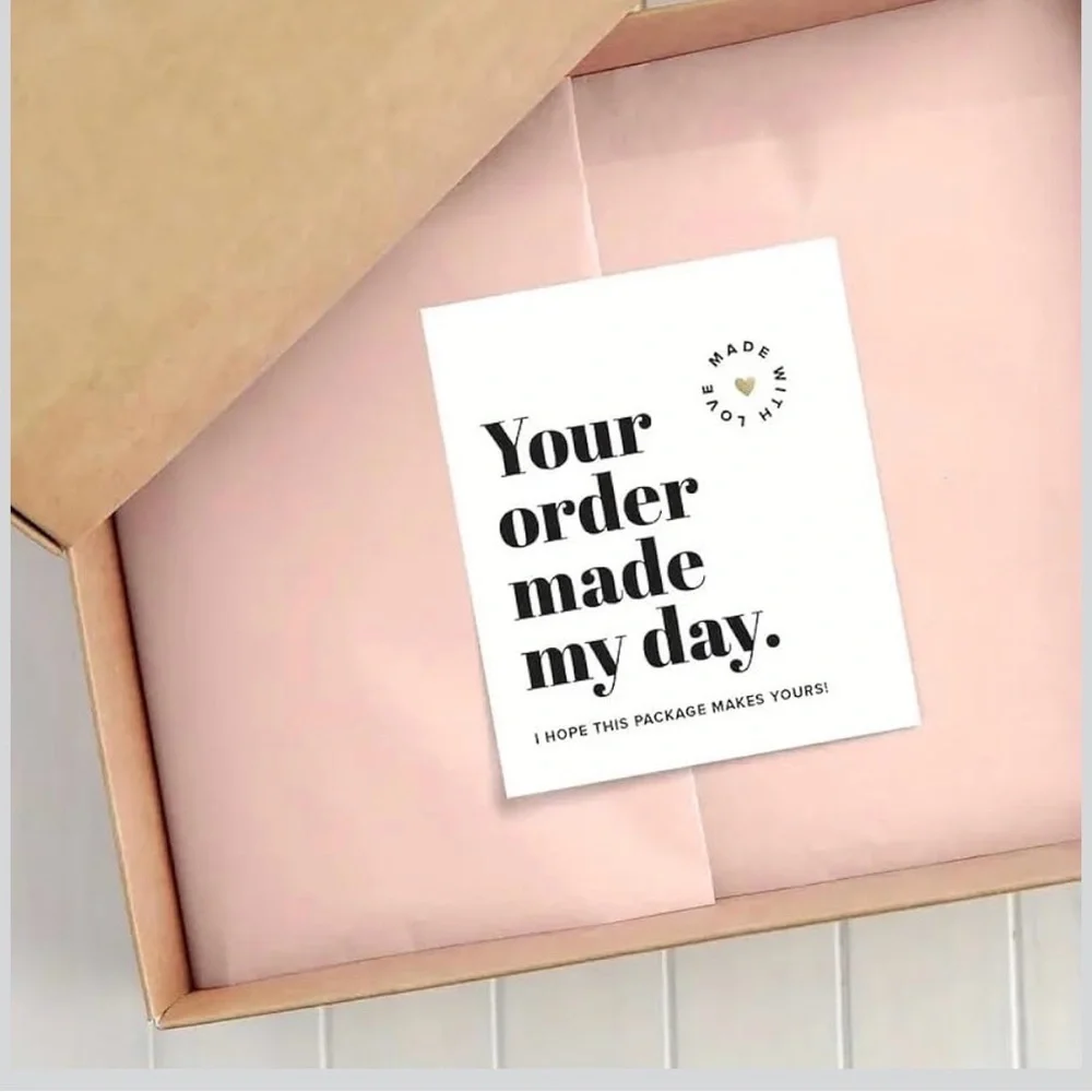 Pink Thank You Cards for Orders - Pack of 50